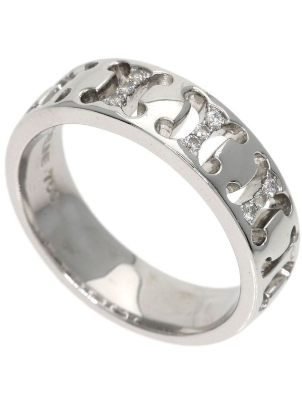 Celine Logo Diamond Ring 18k White Gold